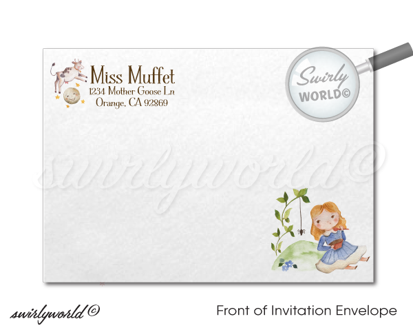Mother Goose Nursery Rhymes Baby Shower Invitation and Thank You Card Digital Download Bundle