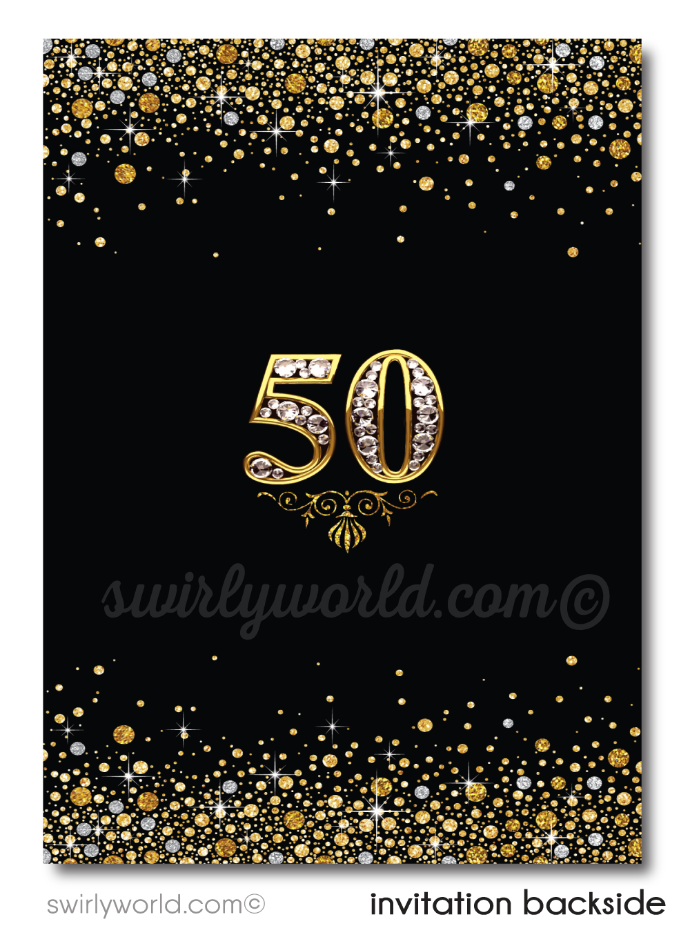 Cheers to 50 Years Black and Gold 50th Wedding Anniversary Party Invitation Digital Download