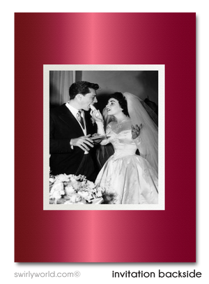 Vintage Ruby Red 40th Printed Wedding Anniversary Party Invitations