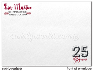 Wine Champagne Cheers to 25 Years Silver Wedding Anniversary Party Invitation Digital Download