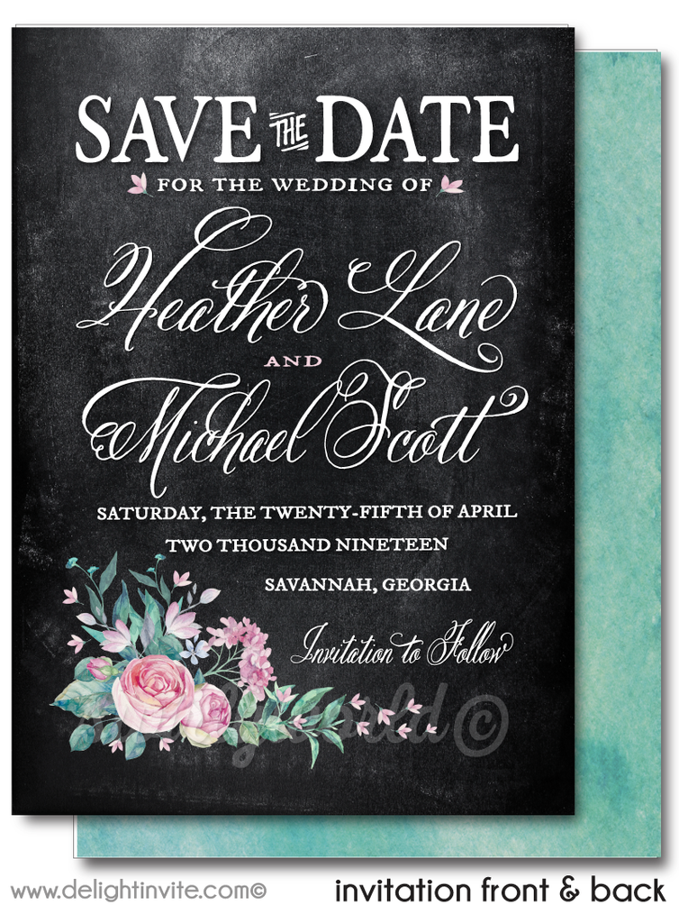 French Cottage Vintage Rose Shabby Chic Save the Date Card Digital Download