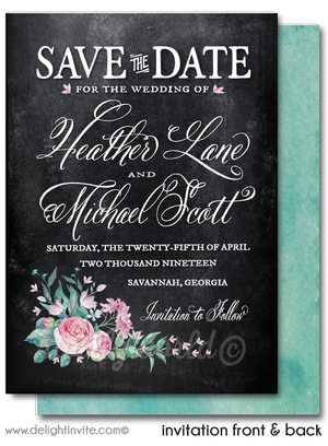 French Cottage Vintage Rose Shabby Chic Save the Date Card Digital Download