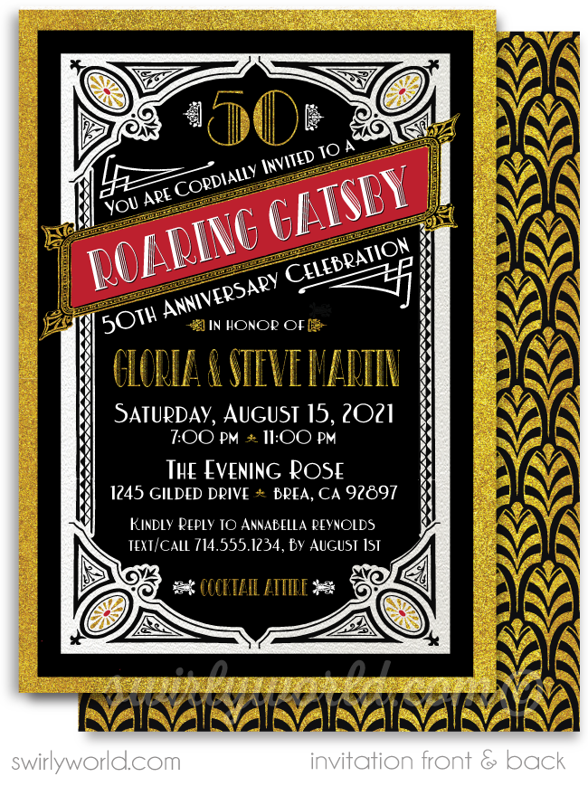 Great Invitations Gatsby Birthday Party Invitations