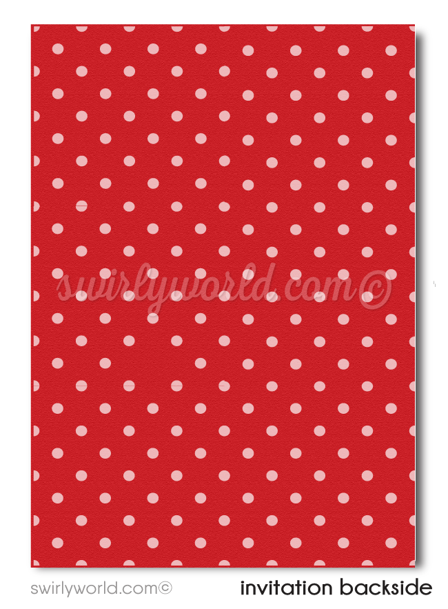 Retro Rockabilly "Bottoms Up" Yellow Polkadot Bikini Beach Pinup Girl 21st Birthday Party Printed Invitations