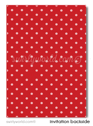 Retro Rockabilly "Bottoms Up" Yellow Polkadot Bikini Beach Pinup Girl 21st Birthday Party Printed Invitations