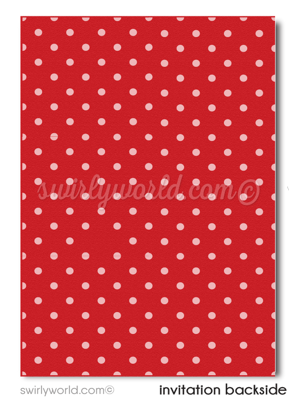 Retro Rockabilly "Bottoms Up" Yellow Polkadot Bikini Beach Pinup Girl 21st Birthday Party Printed Invitations
