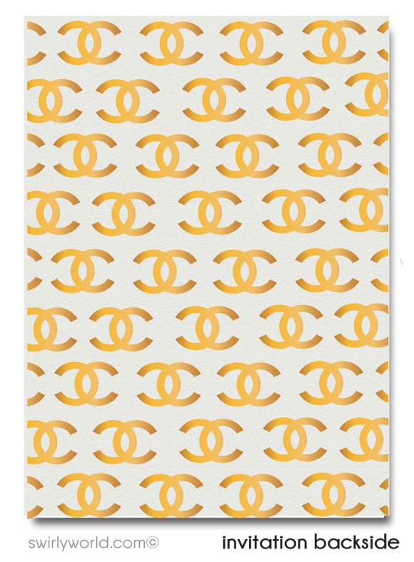 Fabulous Fashionista CoCo Chanel No. 5 Birthday Printed Invitations