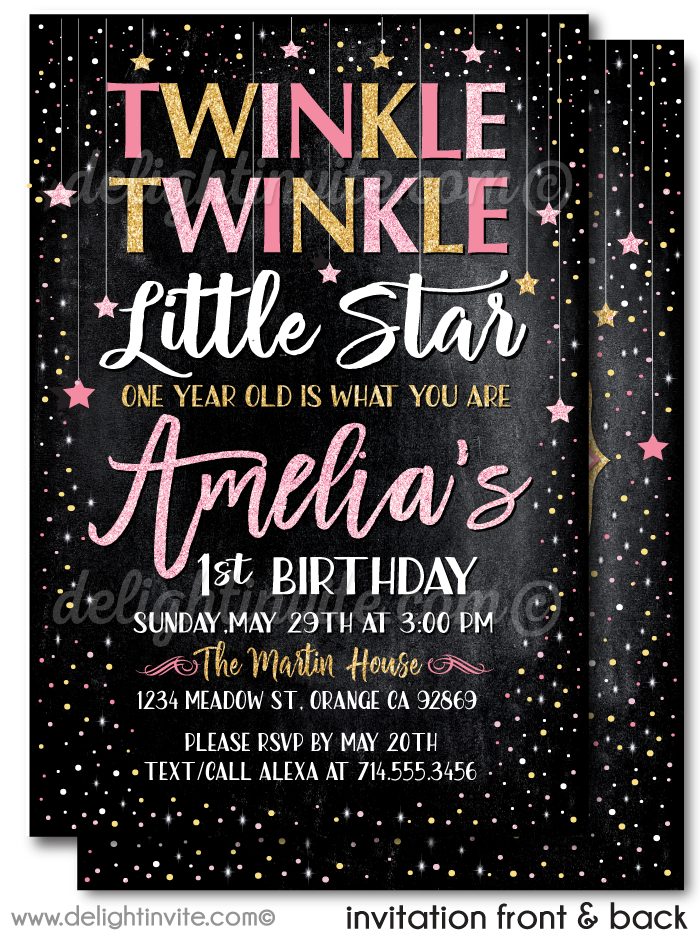 twinkle little star birthday invitations