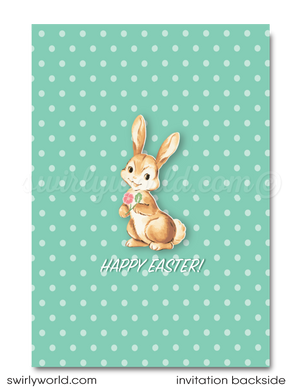 Vintage Easter Bunny Egg Hunt Easter Party Invitation Digital Download