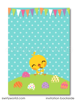 Adorable Easter Bunny with Basket Easter Egg Hunt Party Invitation Digital Download