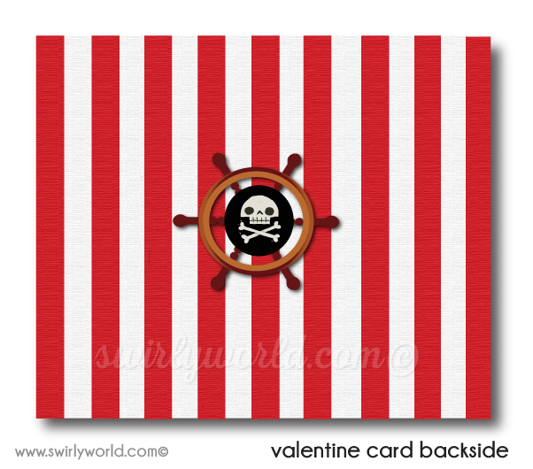 Cute Retro Pirate Captain Valentine's Day Cards for Girls Digital Download