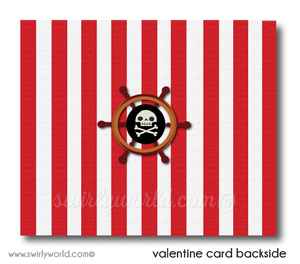 Cute Retro Pirate Captain Valentine's Day Cards for Girls Digital Download