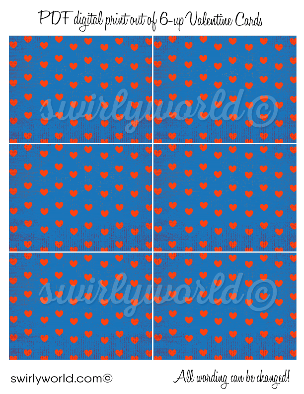 1960s Style Retro Space Robot Techy Valentine's Day Cards for Kids Digital Download