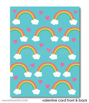 Cute Rainbow "I like you a Sloth" Digital Printable Valentine's Day Cards for Girls