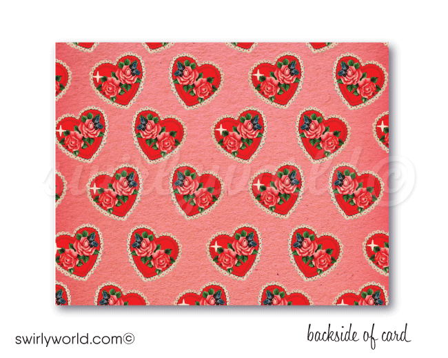Vintage Girl Retro 1950s Kitschy Valentine's Day Card Digital Printable Download