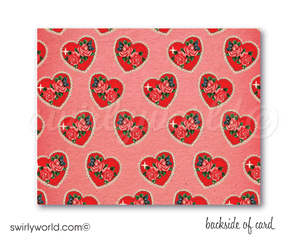 Vintage Girl Retro 1950s Kitschy Valentine's Day Card Digital Printable Download