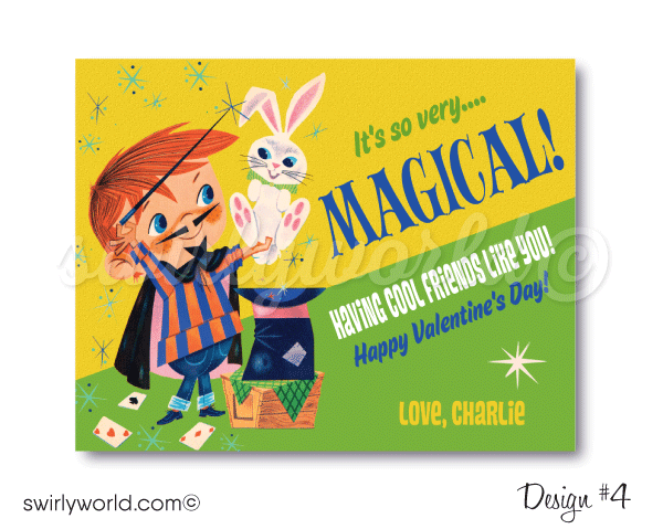 1960s Mid-Century Vintage Retro Kitsch Magician Magic Valentine Digital Printable