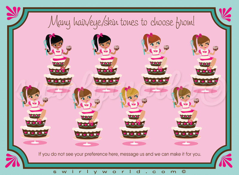 Fall in LOVE with this adorable Little Pastry Chef theme digital printable Valentine's Day cards for girls.