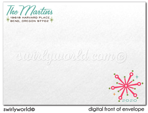 Atomic Mod Retro Snowflakes Christmas Holiday Photo Card Printable Digital Download