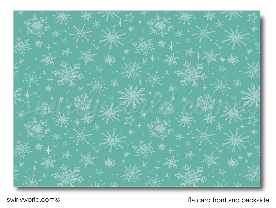 Atomic Mod Retro Snowflakes Christmas Holiday Photo Card Printable Digital Download