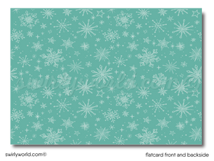 Atomic Mod Retro Snowflakes Christmas Holiday Photo Card Printable Digital Download