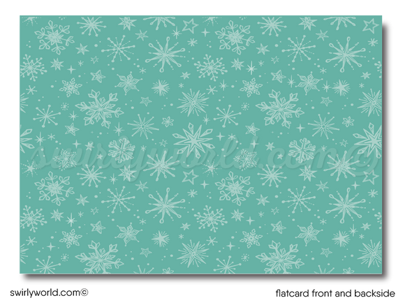 Atomic Mod Retro Snowflakes Christmas Holiday Photo Card Printable Digital Download