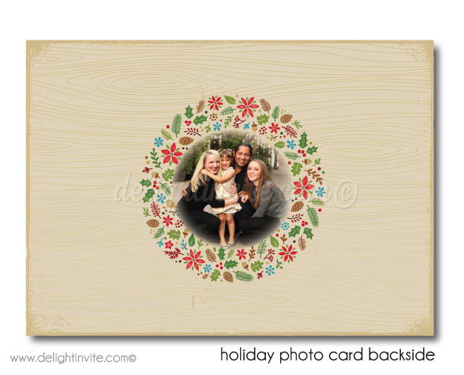 Rustic Vintage Season's Greetings Holiday Family Photo Card Printable Digital