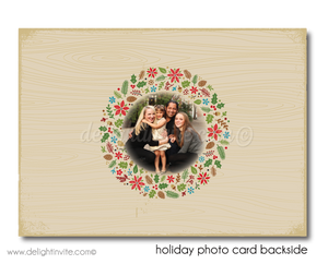 Rustic Vintage Season's Greetings Holiday Family Photo Card Printable Digital