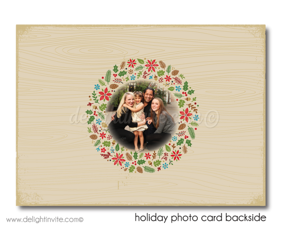 Rustic Vintage Season's Greetings Holiday Family Photo Card Printable Digital