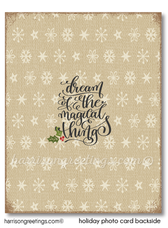 Retro Hipster Rustic Christmas Holiday Photo Card Digital Printable Download