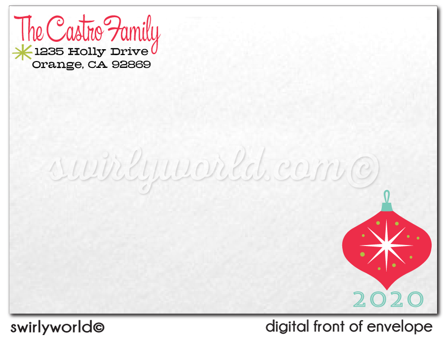 Unique Retro Modern Merry Christmas Holiday Family Collage Photo Cards