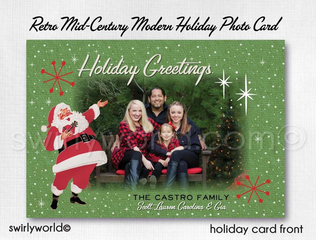 atomic retro mid-century modern holiday Christmas greeting cards