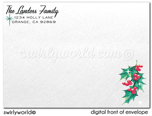 Retro Atomic Mid-Century Modern Holiday Photo Card Digital Printable Download