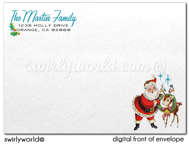 Vintage Retro Mid-Century Modern 1950s Merry Christmas Holiday Photo Cards