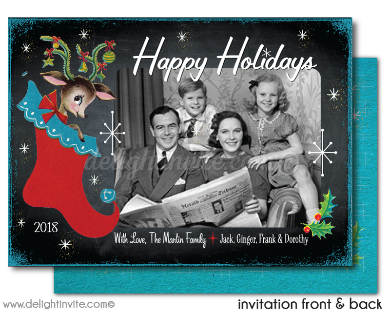 retro vintage mid-century modern christmas holiday cards 