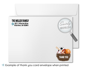 All Star "It's a Boy" Sports Theme Blue Baby Shower Thank You Cards