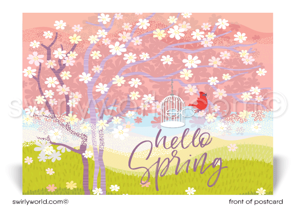 Beautiful Springtime Welcome Spring Marketing New Business Postcards