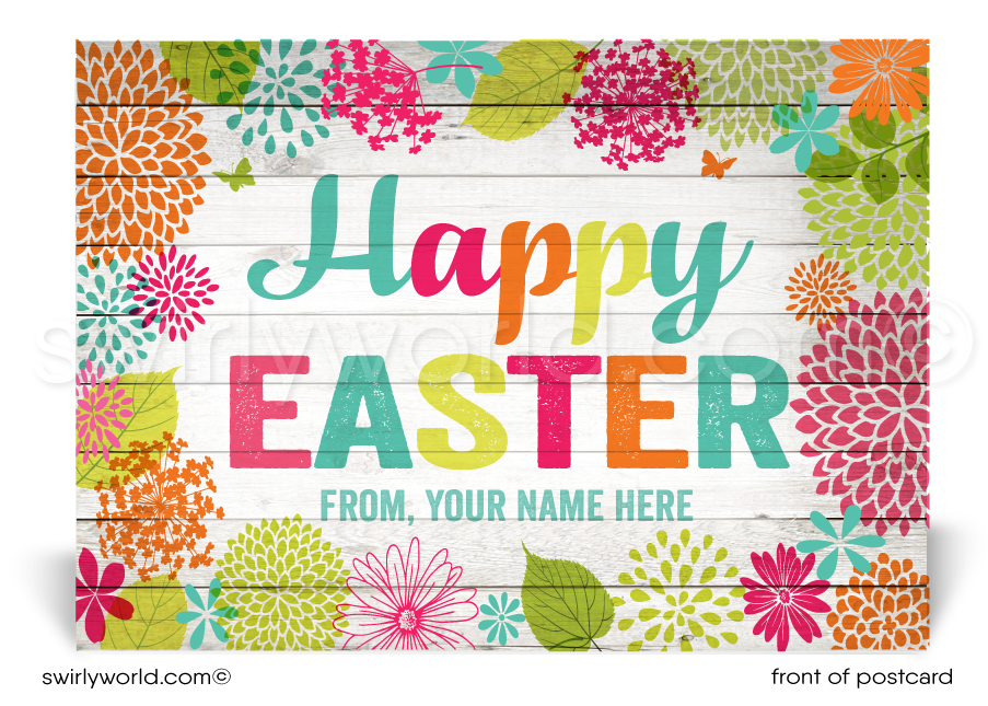 Retro modern spring business happy Easter postcards for customers.