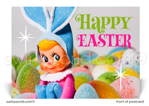 Retro Modern Pixie Elf Spring Easter Postcards