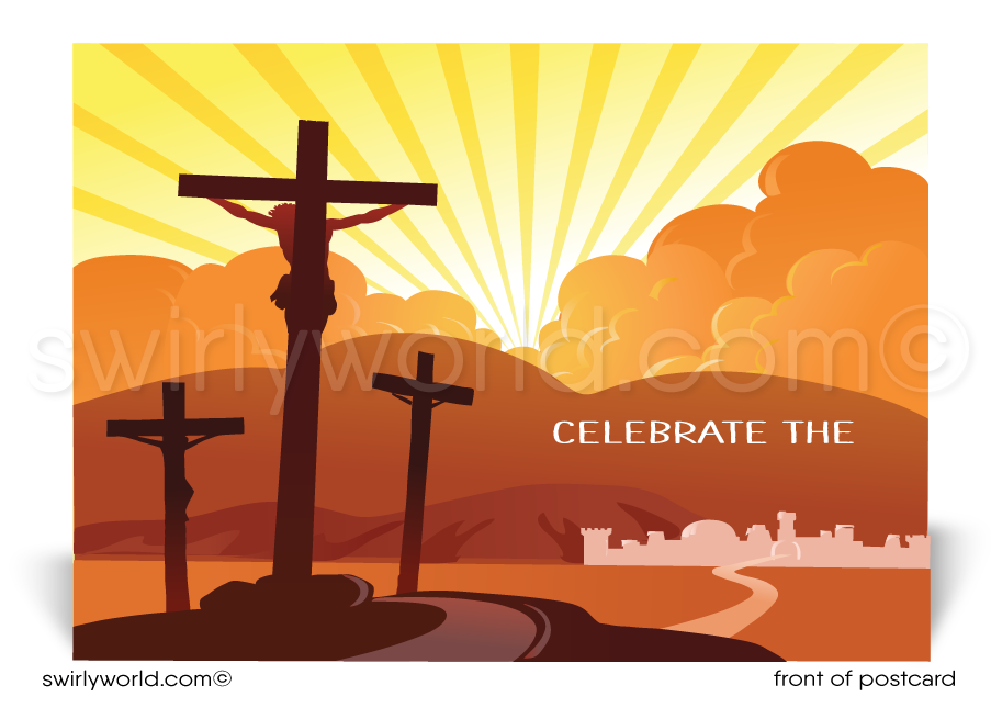 Modern Cross Christian Religious Easter  Postcards