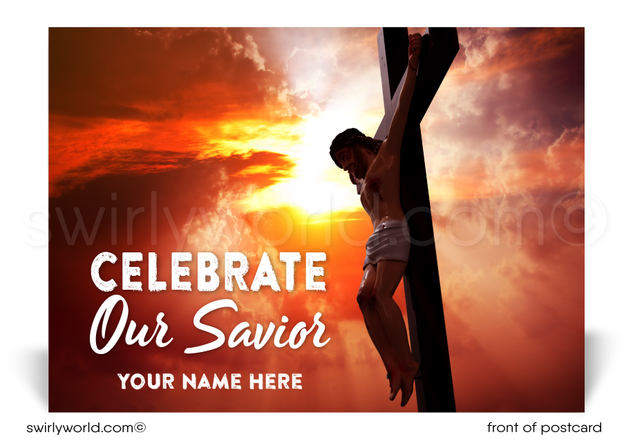 Modern Cross Catholic Religious Easter Postcards