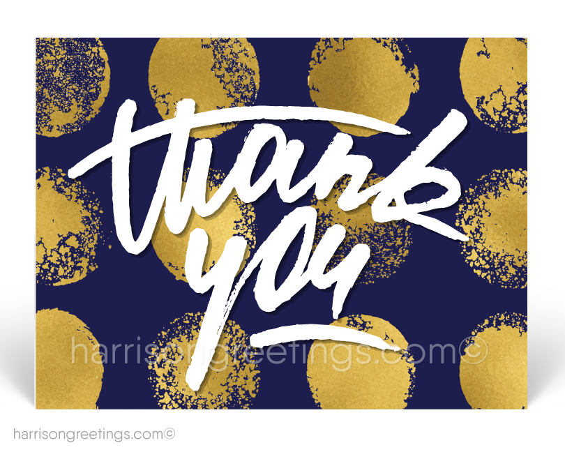 Modern Navy and Gold Thank You Postcards for Customers