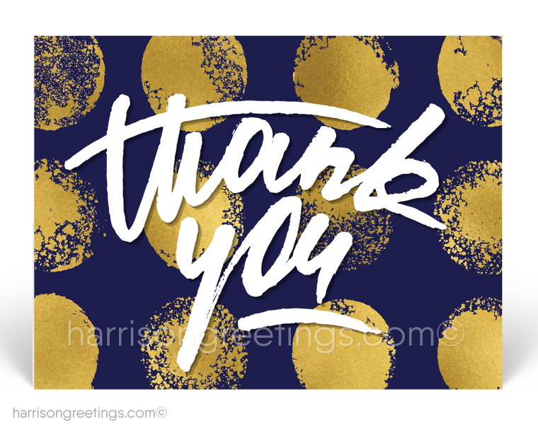 Modern Navy and Gold Thank You Postcards for Customers