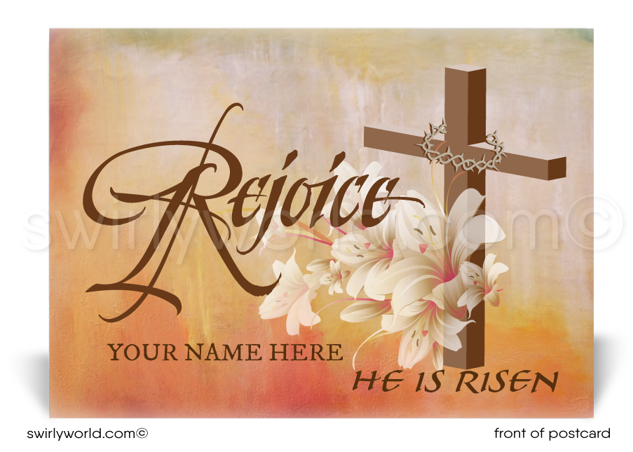 Christian Cross Religious Happy Easter Postcards