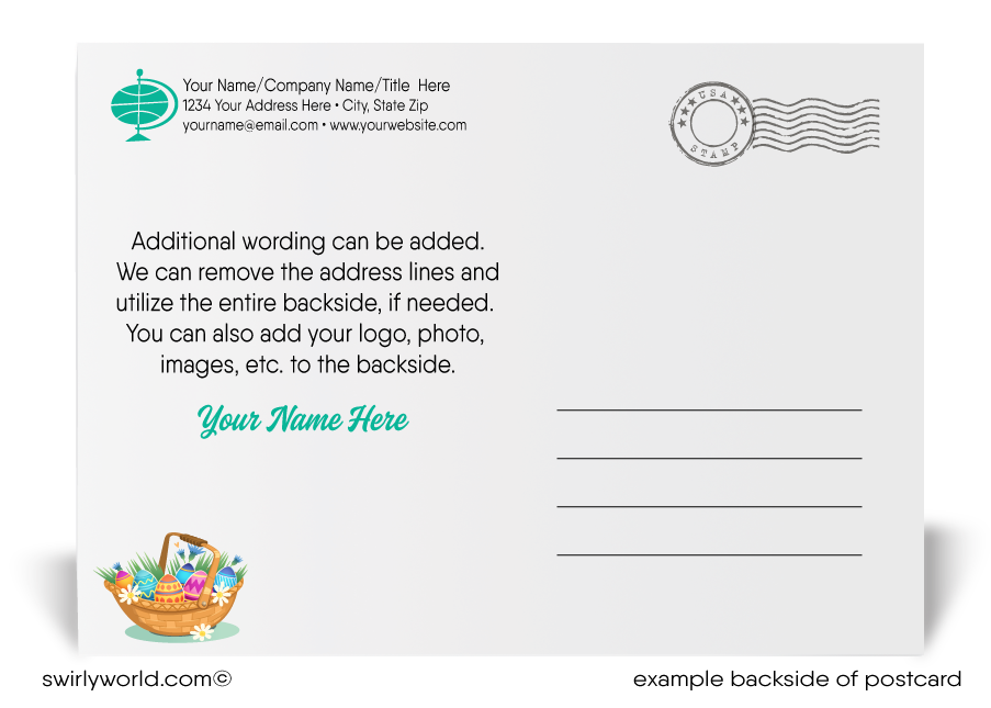 Cute Bunny Business Happy Easter Postcards for Customers