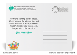 Cute Bunny Retro Modern Business Happy Easter Springtime Postcards for Customers