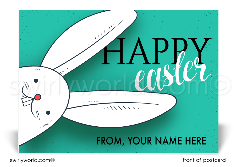 Cute Bunny Business Happy Easter Postcards for Customers