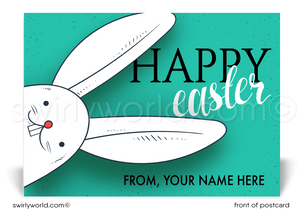 Cute Bunny Business Happy Easter Postcards for Customers
