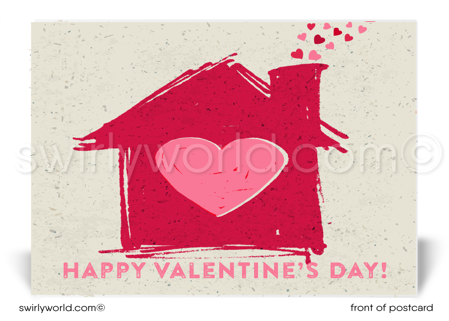 Home With Hearts Happy Valentine's Day Postcards for Realtors
