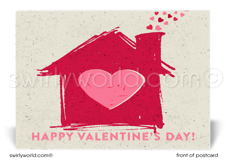 Home With Hearts Happy Valentine's Day Postcards for Realtors